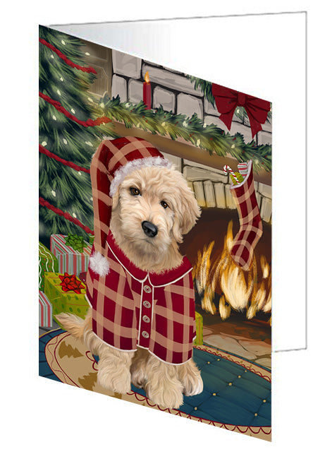 The Stocking was Hung Beagle Dog Handmade Artwork Assorted Pets Greeting Cards and Note Cards with Envelopes for All Occasions and Holiday Seasons GCD70094