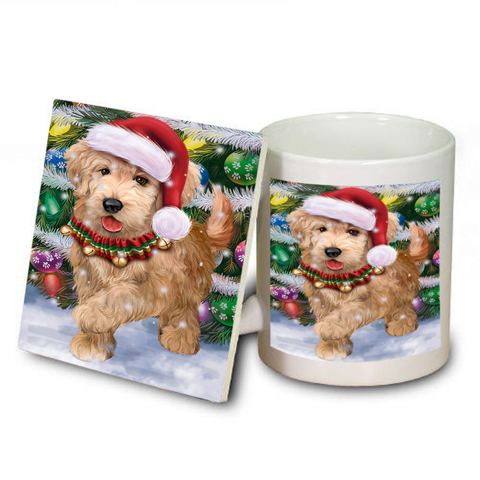 Trotting in the Snow Goldendoodle Dog Mug and Coaster Set MUC54575