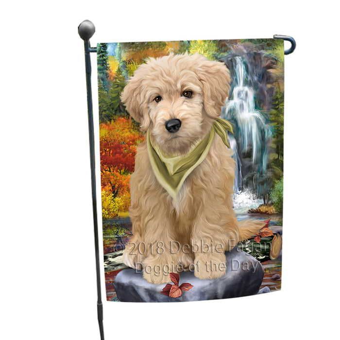 Scenic Waterfall Goldendoodle Dog Garden Flag GFLG51889