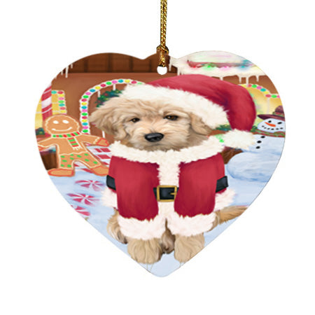 Christmas Gingerbread House Candyfest Goldendoodle Dog Heart Christmas Ornament HPOR56700