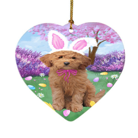 Easter Holiday Goldendoodle Dog Heart Christmas Ornament HPOR57302