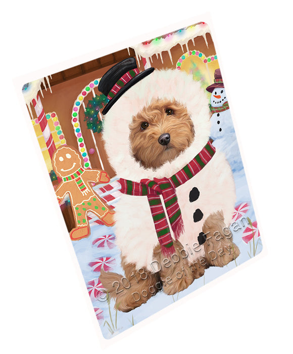 Christmas Gingerbread House Candyfest Goldendoodle Dog Magnet MAG74174 (Small 5.5" x 4.25")