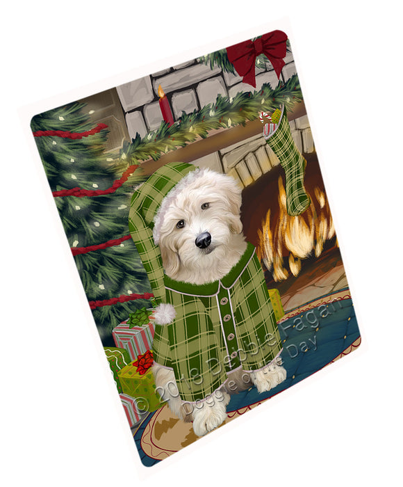 The Stocking was Hung Goldendoodle Dog Magnet MAG71094 (Small 5.5" x 4.25")