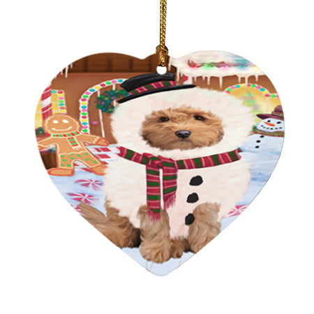 Christmas Gingerbread House Candyfest Goldendoodle Dog Heart Christmas Ornament HPOR56701