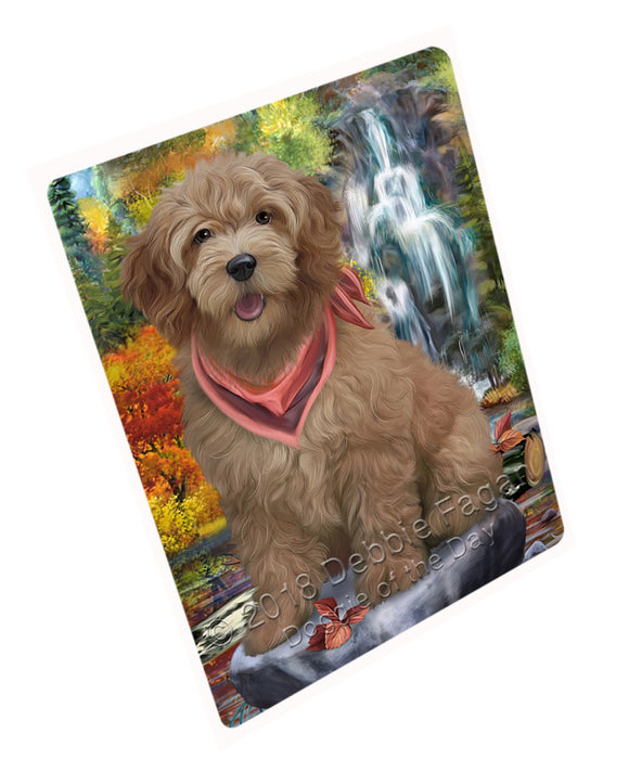 Scenic Waterfall Goldendoodle Dog Cutting Board C59928
