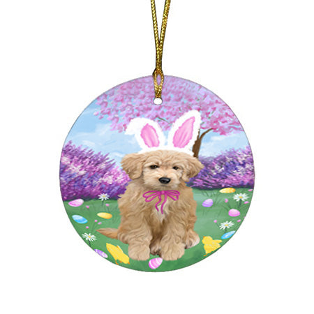 Easter Holiday Goldendoodle Dog Round Flat Christmas Ornament RFPOR57303