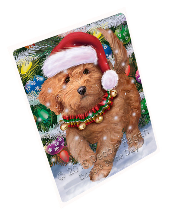 Trotting in the Snow Goldendoodle Dog Large Refrigerator / Dishwasher Magnet RMAG89154