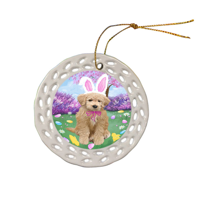 Easter Holiday Goldendoodle Dog Ceramic Doily Ornament DPOR57303