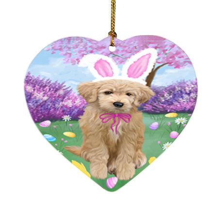 Easter Holiday Goldendoodle Dog Heart Christmas Ornament HPOR57303