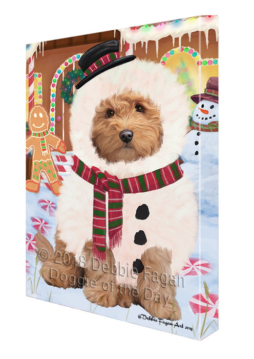 Christmas Gingerbread House Candyfest Goldendoodle Dog Canvas Print Wall Art Décor CVS129329
