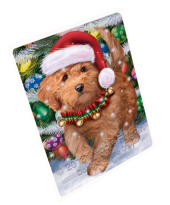 Trotting in the Snow Goldendoodle Dog Cutting Board C68580