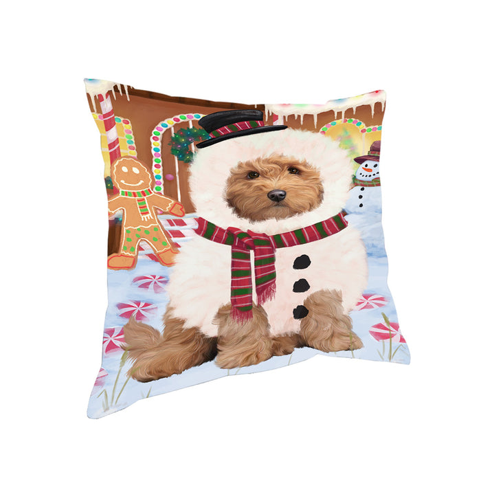 Christmas Gingerbread House Candyfest Goldendoodle Dog Pillow PIL79672