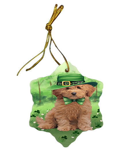 St. Patricks Day Irish Portrait Goldendoodle Dog Star Porcelain Ornament SPOR57946