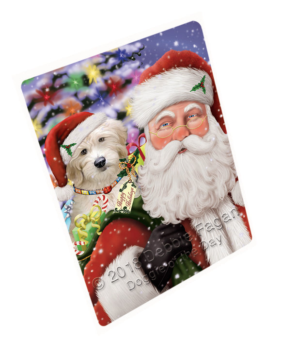 Santa Carrying Goldendoodle Dog and Christmas Presents Large Refrigerator / Dishwasher Magnet RMAG83016