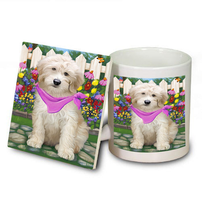 Spring Floral Goldendoodle Dog Mug and Coaster Set MUC52198