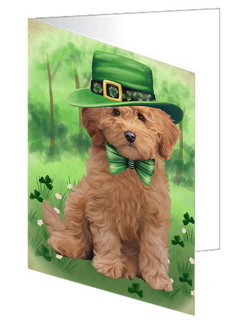 St. Patricks Day Irish Portrait Goldendoodle Dog Handmade Artwork Assorted Pets Greeting Cards and Note Cards with Envelopes for All Occasions and Holiday Seasons GCD76532