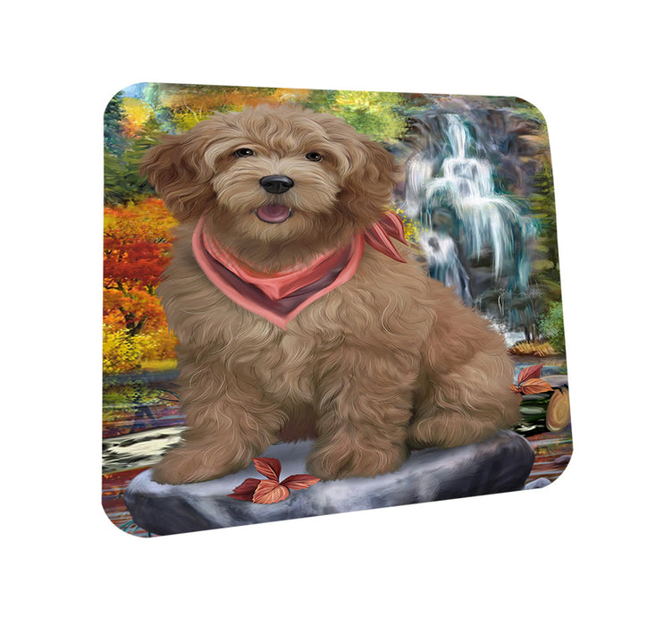 Scenic Waterfall Goldendoodle Dog Coasters Set of 4 CST51852