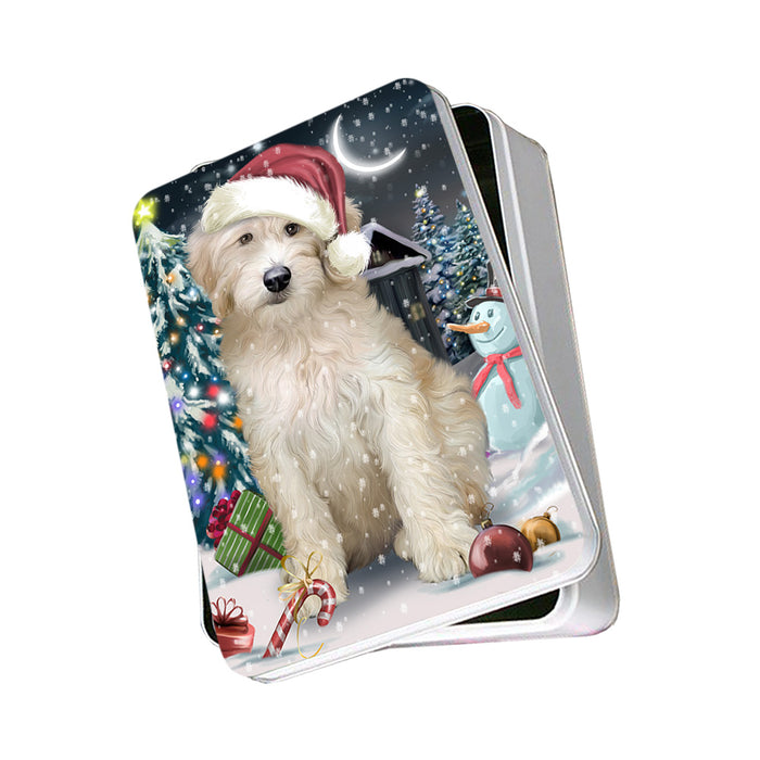 Have a Holly Jolly Goldendoodle Dog Christmas Photo Storage Tin PITN51655