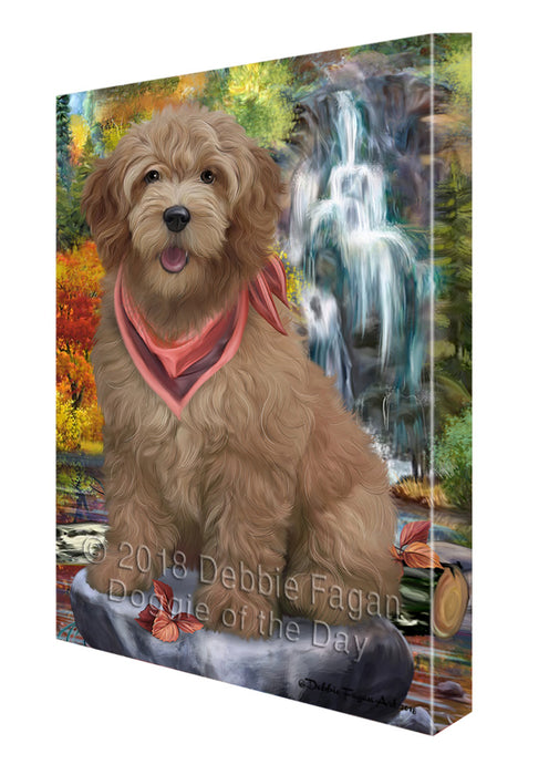 Scenic Waterfall Goldendoodle Dog Canvas Print Wall Art Décor CVS84302