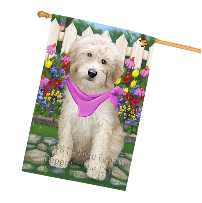 Spring Floral Goldendoodle Dog House Flag FLG52339