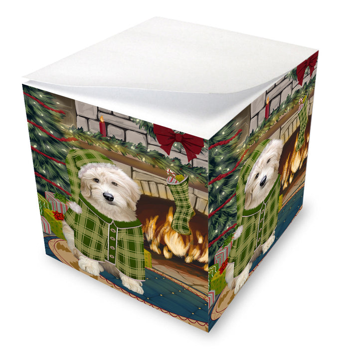 The Stocking was Hung Goldendoodle Dog Note Cube NOC53665