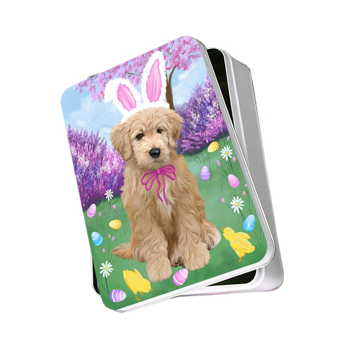 Easter Holiday Goldendoodle Dog Photo Storage Tin PITN56845