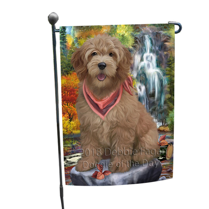 Scenic Waterfall Goldendoodle Dog Garden Flag GFLG51890