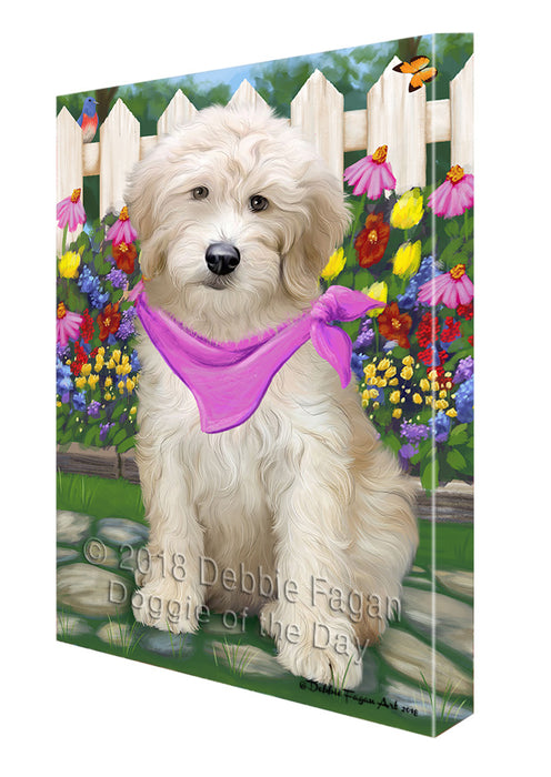 Spring Floral Goldendoodle Dog Canvas Print Wall Art Décor CVS87119