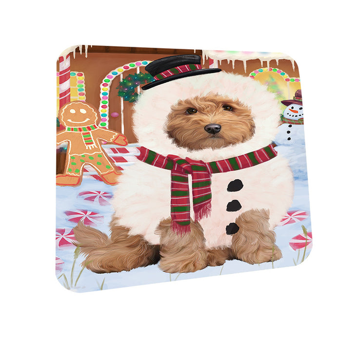 Christmas Gingerbread House Candyfest Goldendoodle Dog Coasters Set of 4 CST56303