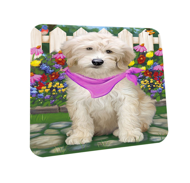 Spring Floral Goldendoodle Dog Coasters Set of 4 CST52217