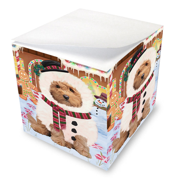 Christmas Gingerbread House Candyfest Goldendoodle Dog Note Cube NOC54417