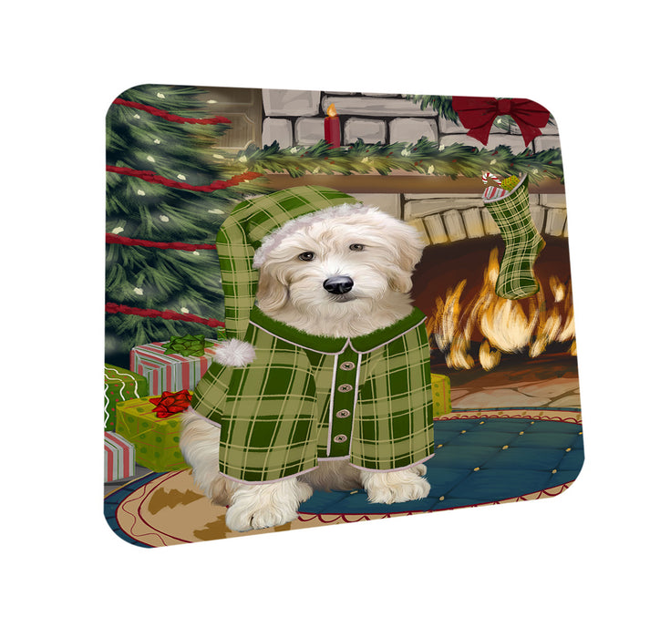 The Stocking was Hung Goldendoodle Dog Coasters Set of 4 CST55277