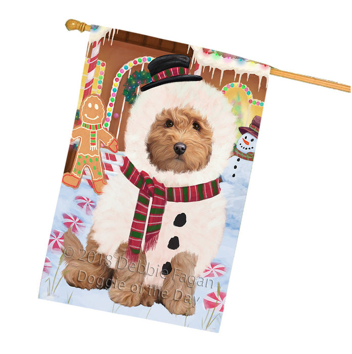 Christmas Gingerbread House Candyfest Goldendoodle Dog House Flag FLG57029