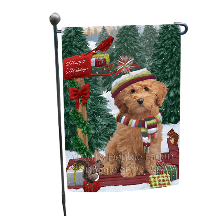 Merry Christmas Woodland Sled Goldendoodle Dog Garden Flag GFLG55231