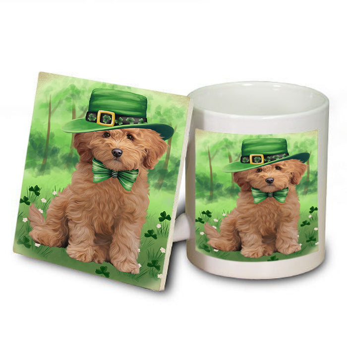 St. Patricks Day Irish Portrait Goldendoodle Dog Mug and Coaster Set MUC56998