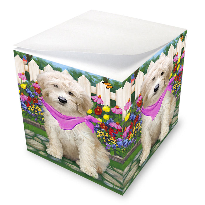 Spring Floral Goldendoodle Dog Note Cube NOC52206