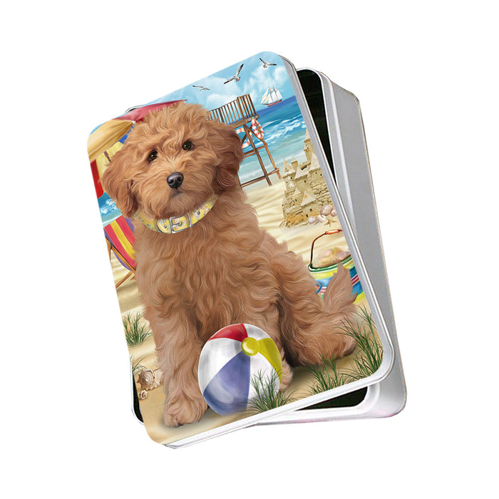 Pet Friendly Beach Goldendoodle Dog Photo Storage Tin PITN51565