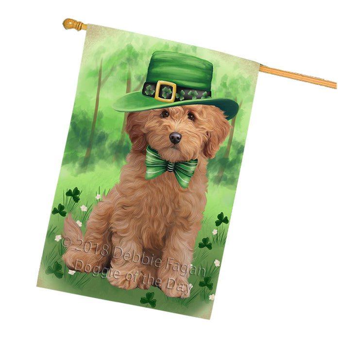 St. Patricks Day Irish Portrait Goldendoodle Dog House Flag FLG65030