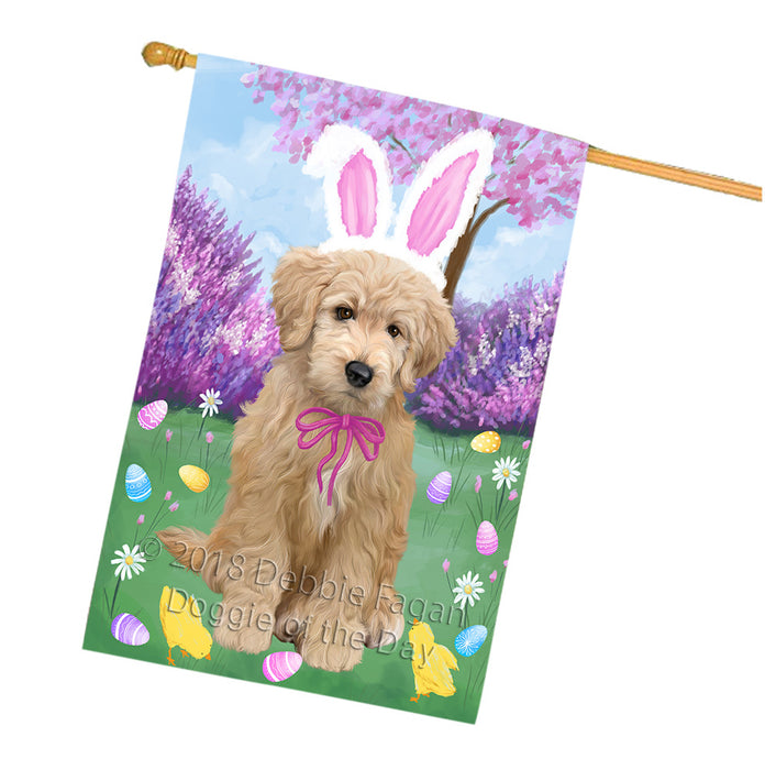Easter Holiday Goldendoodle Dog House Flag FLG57608
