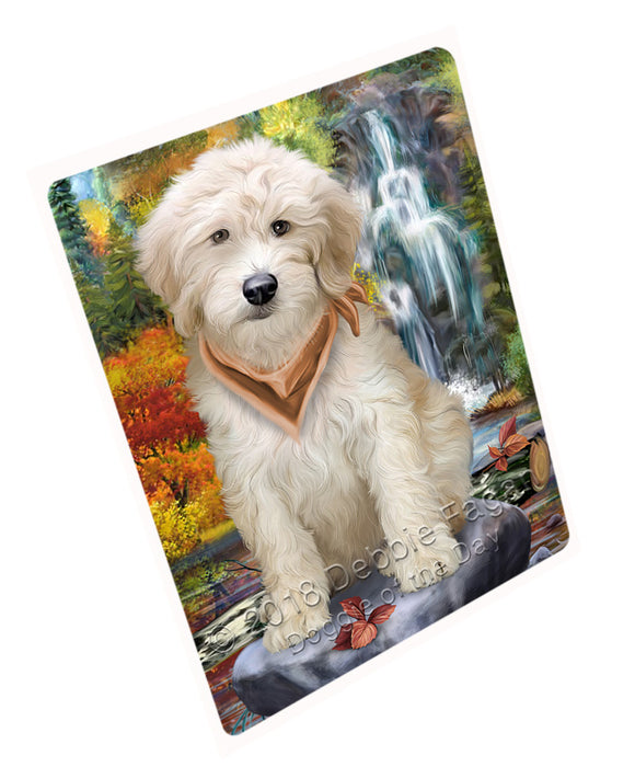 Scenic Waterfall Goldendoodle Dog Cutting Board C59931