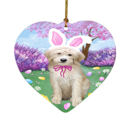 Easter Holiday Goldendoodle Dog Heart Christmas Ornament HPOR57304
