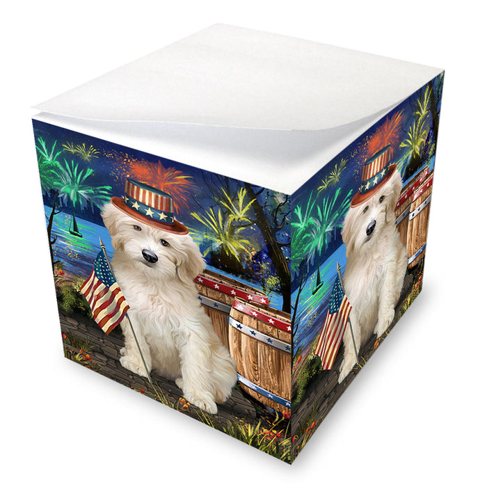 4th of July Independence Day Firework Goldendoodle Dog Note Cube NOC55697