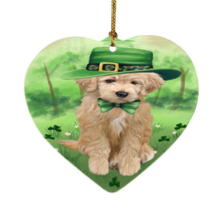 St. Patricks Day Irish Portrait Goldendoodle Dog Heart Christmas Ornament HPOR57947