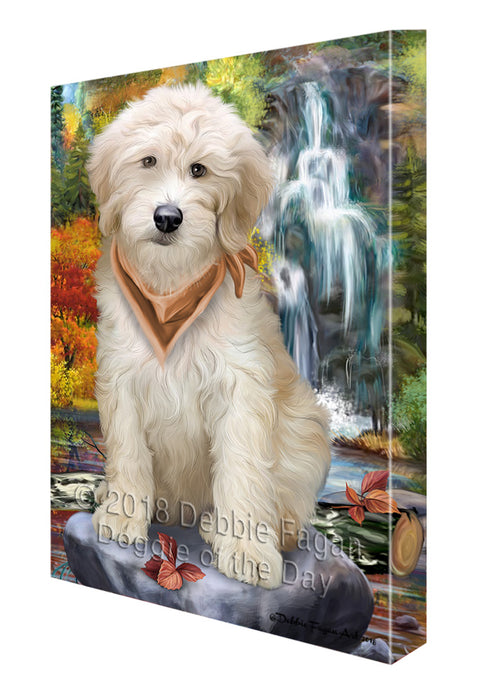 Scenic Waterfall Goldendoodle Dog Canvas Print Wall Art Décor CVS84311