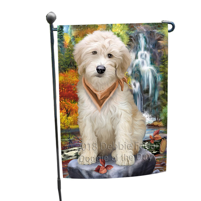 Scenic Waterfall Goldendoodle Dog Garden Flag GFLG51891