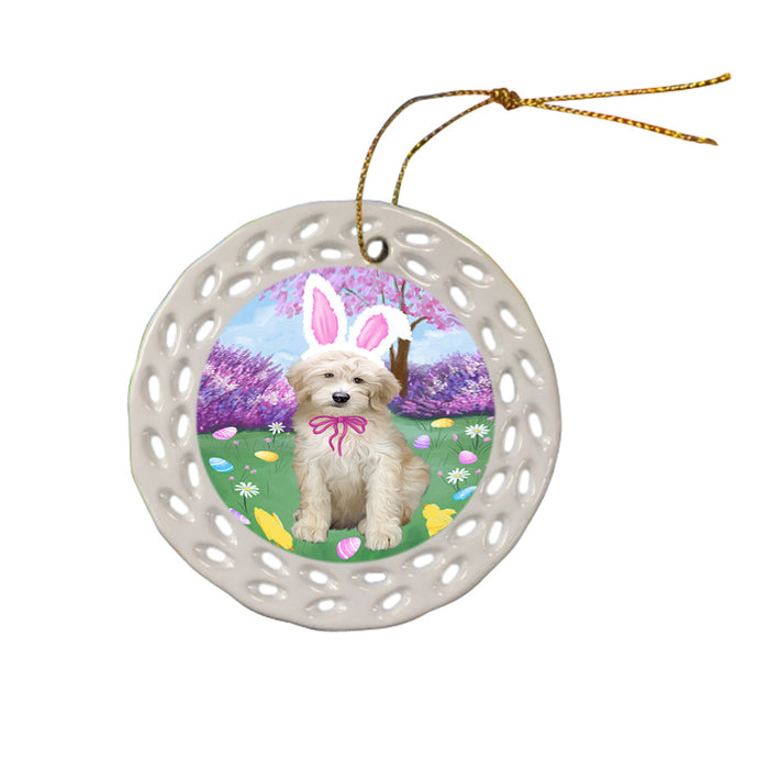 Easter Holiday Goldendoodle Dog Ceramic Doily Ornament DPOR57304
