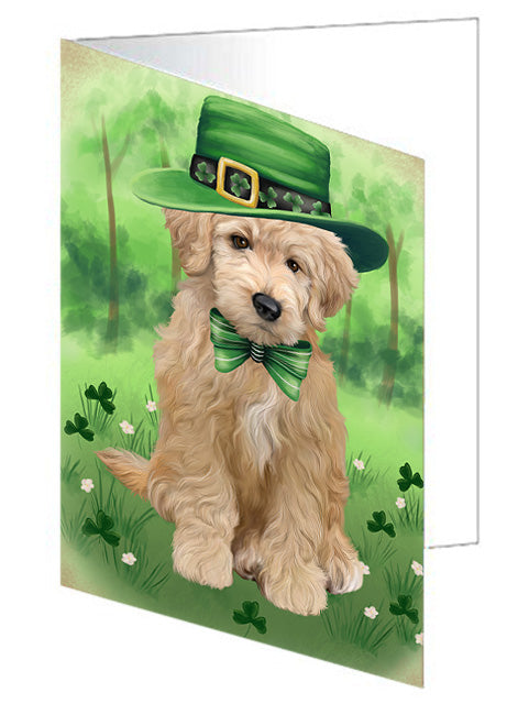 St. Patricks Day Irish Portrait Goldendoodle Dog Handmade Artwork Assorted Pets Greeting Cards and Note Cards with Envelopes for All Occasions and Holiday Seasons GCD76535