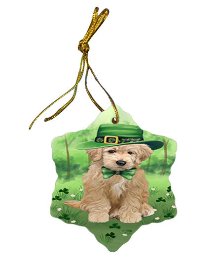 St. Patricks Day Irish Portrait Goldendoodle Dog Star Porcelain Ornament SPOR57947