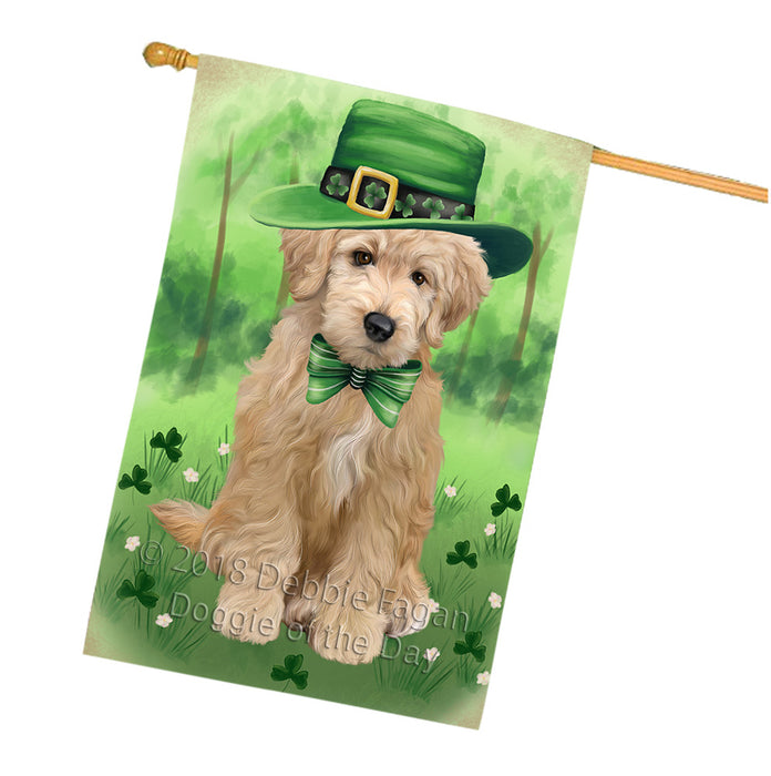 St. Patricks Day Irish Portrait Goldendoodle Dog House Flag FLG65031