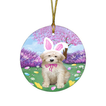 Easter Holiday Goldendoodle Dog Round Flat Christmas Ornament RFPOR57304